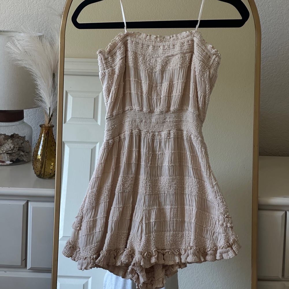Urban Outfitters Cream Textured Romper